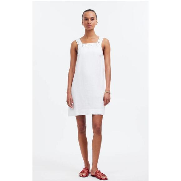 NWT Madewell Embroidered Linen Tank Mini Dress White Size 2